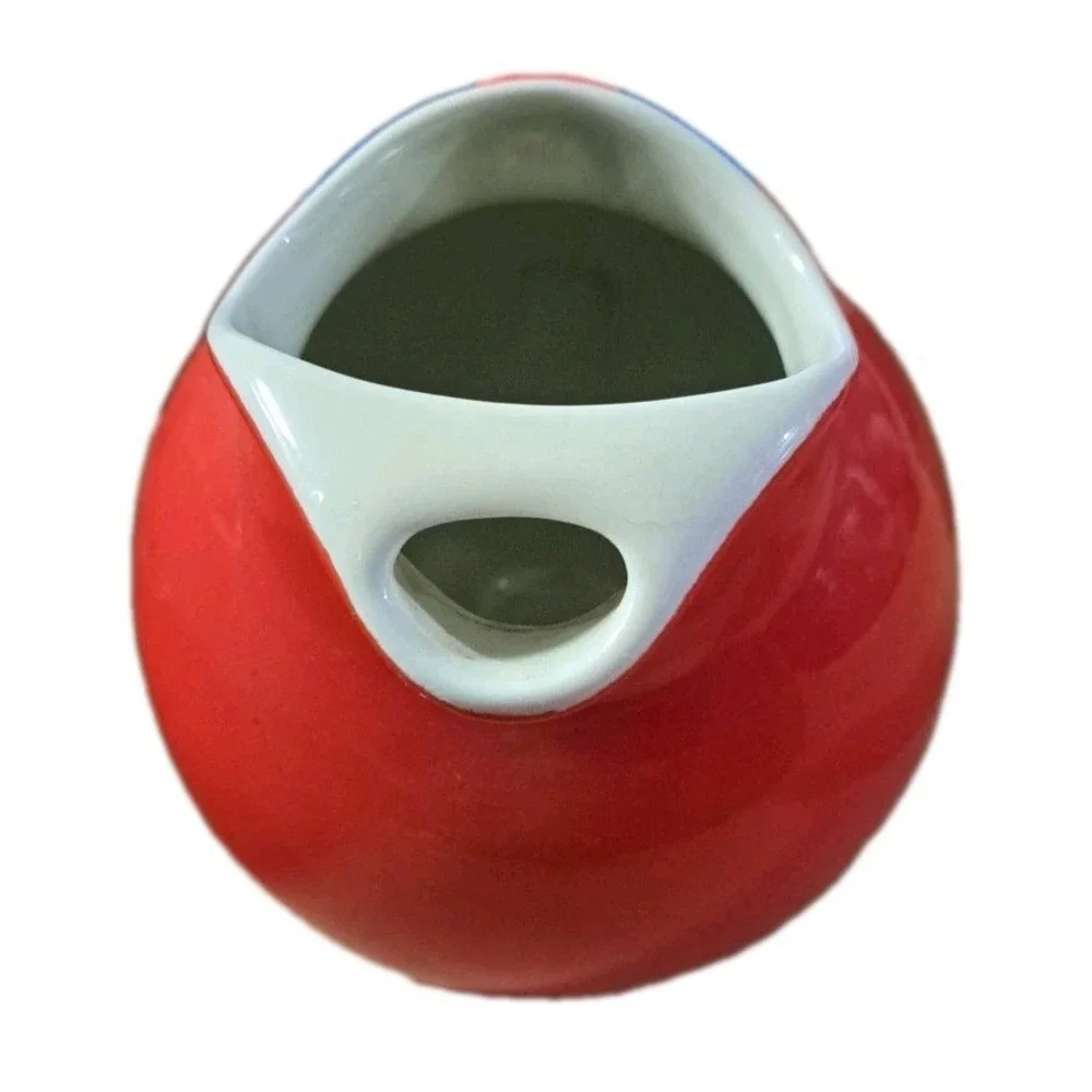 Vintage Hall China Red Chinese Large Ball Jug With Ice‎ Lip